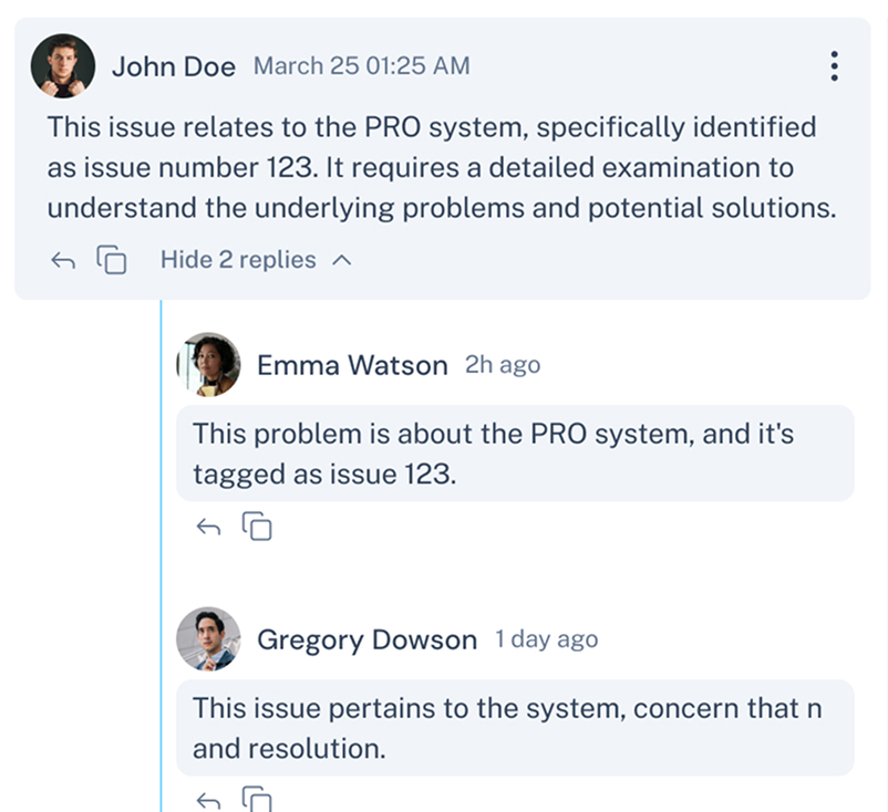 Taska issue discussion thread with team replies