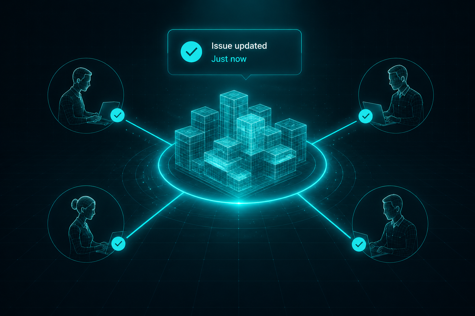 Real-time issue updates connecting BIM team members