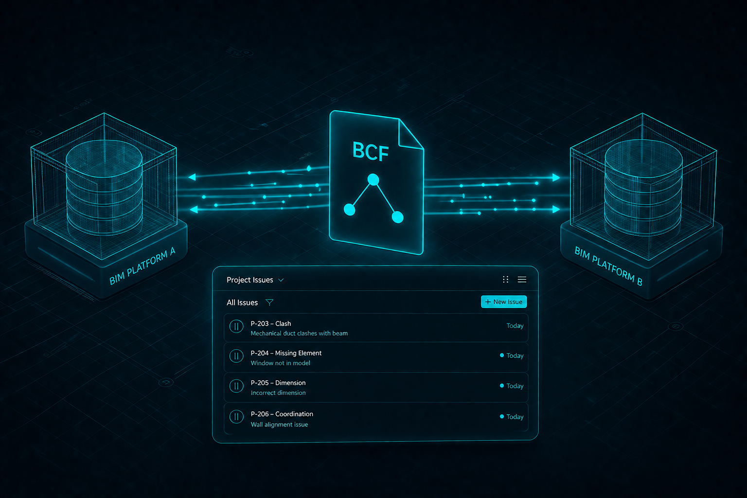 BCF issue exchange between BIM platforms